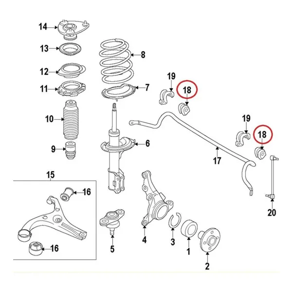 Buje De Barra Estabilizadora Delanteros Para Hyundai Santa Fe 2013 2018 2.2 D4hb
